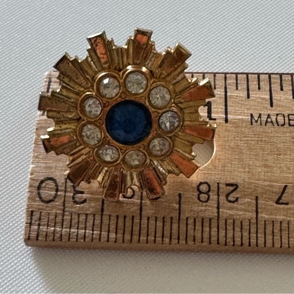 Vintage CORO Sterling Silver Starburst Sunburst Earrings Gold Tone MCM - Picture 4 of 7